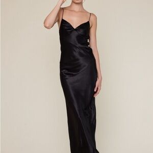 Elegant Black Satin Slip Deess